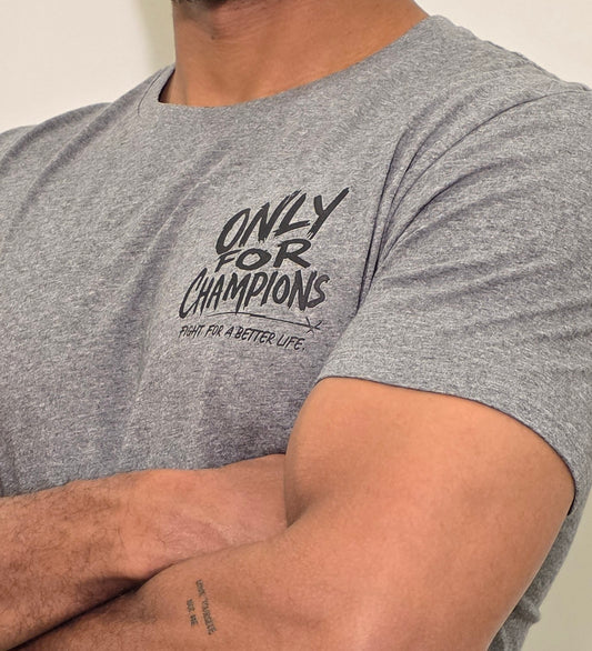 Gray Champion Tee. 1 Reusable Bag. Built for Everyday Wins.